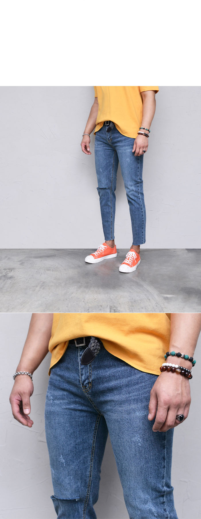 knee cut jeans mens